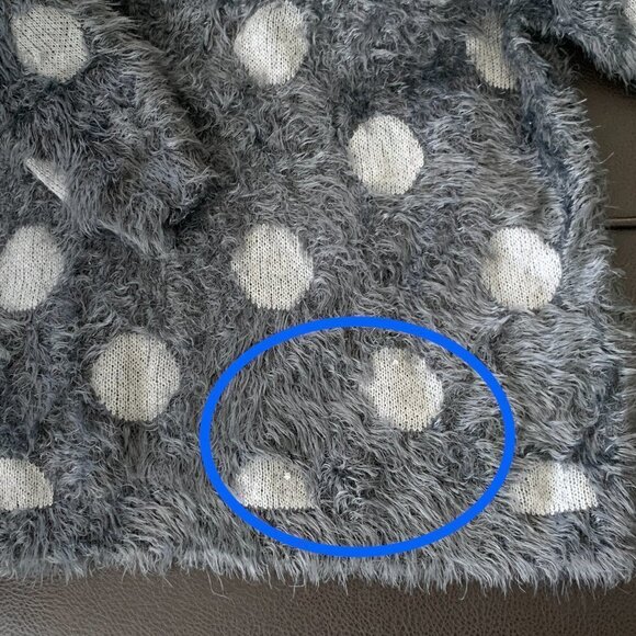 Joseph A Polka Dot Soft Fuzzy Crew Neck Pullover Sweater L Gray #206D - Picture 6 of 10